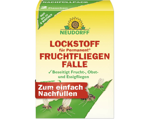 Neudorff Lockstoff für Permanent Fruchtfliegenfalle, Nachfüllpack mit zwei Flaschen