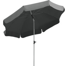 Grauer Gartenschirm mit Metallständer für den Außenbereich