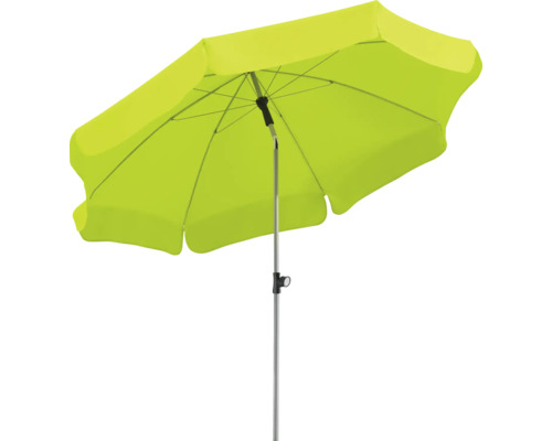Gelber Sonnenschirm mit Metallständer für den Außenbereich