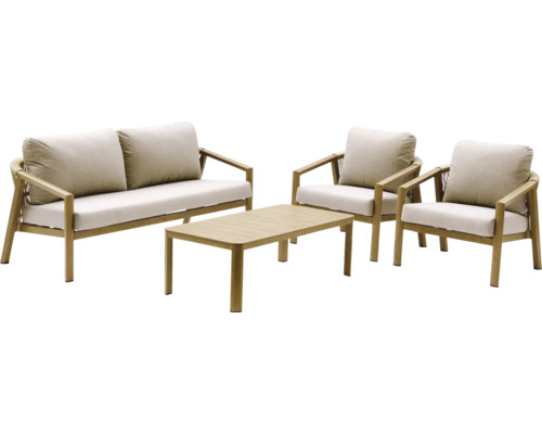 Gartenmöbelset Loungeset SenS-Line garden furniture Sardinië 4 -Sitzer Aluminium braun Gartenmöbel Set mit Sofa, zwei Sesseln und einem Tisch