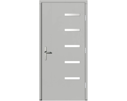 Haustür mit Griff und fünf horizontalen Schlitzen