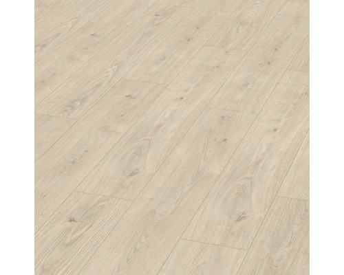 Laminat Nature Sense Berdal Eiche hell Landhausdiele 1292 x 193 x 7 mm Nahaufnahme von hellem Laminatboden
