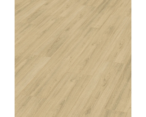 Laminat Nature Sense Charlotte Eiche natur Landhausdiele 1292 x 193 x 7 mm Ansicht von verlegten Laminatbodenpaneelen.