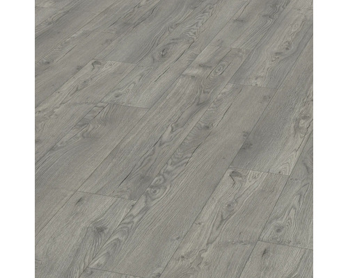 Laminat Nature Sense Avery Eiche grau Landhausdiele 1292 x 193 x 10 mm Nahaufnahme von verlegten Laminatbodenplatten in Holzoptik