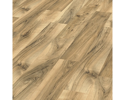 Laminat Nature Sense Perganti Nussbaum braun Landhausdiele 1292 x 193 x 8 mm Nahaufnahme von Laminatboden in Holzoptik