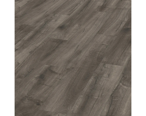 Laminat Nature Sense Loja Eiche grau Landhausdiele 1292 x 193 x 8 mm Nahaufnahme von Laminatboden mit Holzstruktur