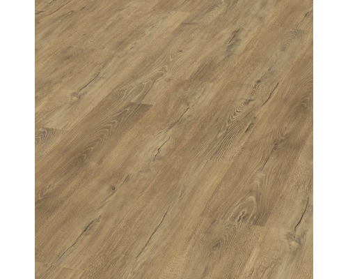 Laminat Nature Sense Melba Eiche braun Landhausdiele 1292 x 193 x 8 mm Nahaufnahme eines Laminatbodens mit Holzoptik