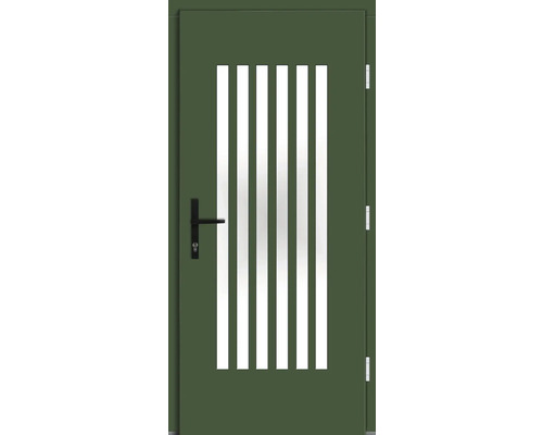 Außentür mit Glaseinsatz und schwarzem Türgriff