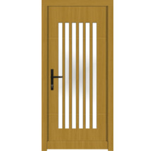 Holztür mit Glaseinsätzen und Griff