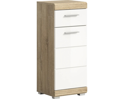 Xonox.home Unterschrank Lambada BxHxT 37 x 88 cm x 31 cm Frontfarbe weiß hochglanz / Korpus Eiche Kommode mit vier Schubladen