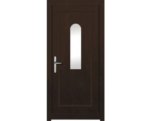 Haustür DW29 Kiefer/Eiche Nussbaum 1000x2100 mm DIN Links (nach innen öffnend) Braune Haustür mit Glaseinsatz und Türgriff