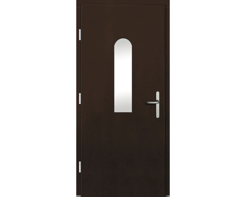 Haustür mit länglichem Glaseinsatz und Türgriff