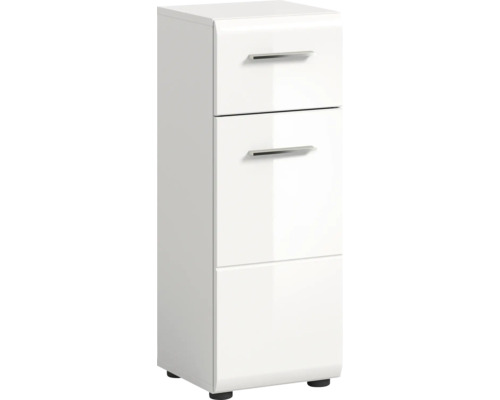 Xonox.home Unterschrank Ice BxHxT 30 x 80 cm x 30 cm Frontfarbe weiß hochglanz Weißer Badezimmerschrank mit zwei Schubladen und einer Tür