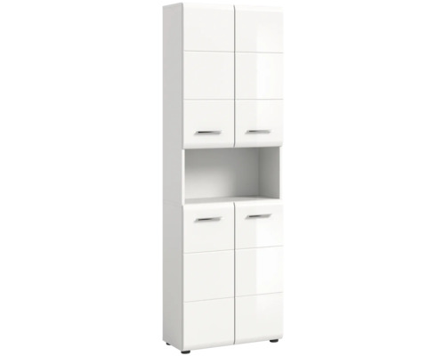 Xonox.home Hochschrank Ice BxHxT 60 x 185 cm x 30 cm Frontfarbe weiß hochglanz Hochschrank mit Türen und offenem Fach