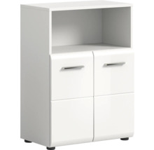 Weißes Sideboard mit offenem Fach und vier Schubladen