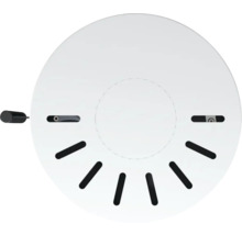 Runder Rauchmelder mit Testknopf und Lüftungsschlitzen