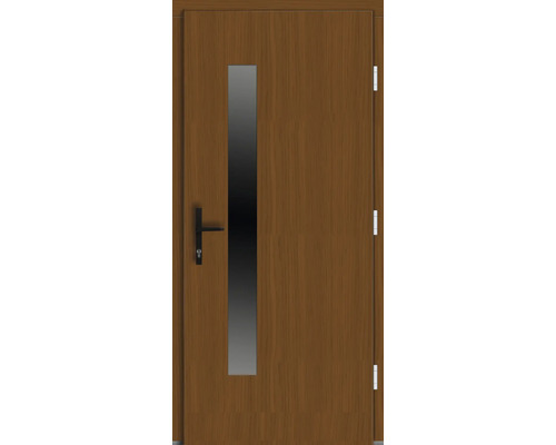 Holztür mit Glaseinsatz und Griff
