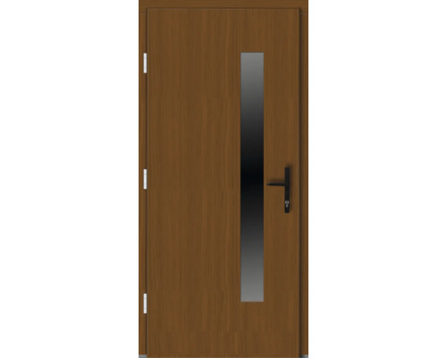 Holztür mit Glaseinsatz und Türklinke