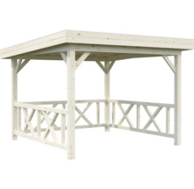 Holzpavillon mit Dach und Geländer
