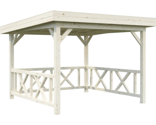 Holzpavillon mit Dach und Geländer