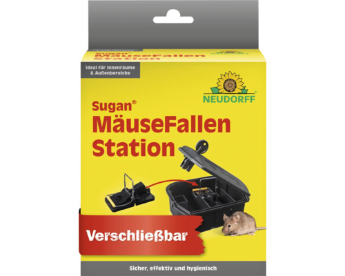 Mäusefalle Neudorff Sugan Mäuse Fallen Station, inklusive Schlagfalle und Auslöseanzeige, schützt Kinder und Haustiere vor ungewolltem Zugang Sugan Mäusefallen Station im Verpackungskarton