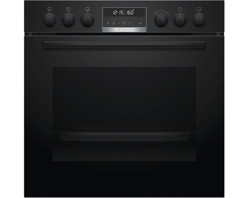 Schwarzer Einbaubackofen mit Bedienfeld und Bosch Logo