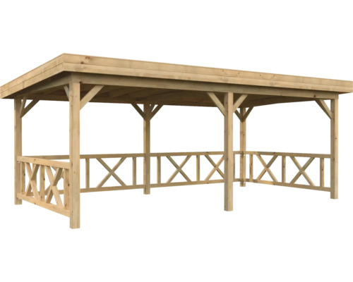 Pavillon Palmako Lenna 16,6 m² Set 307 inkl. Geländer 588 x 300 cm tauchimprägniert braun