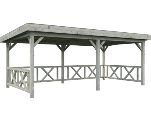 Pavillon Palmako Lenna 16,6 m² Set 307 inkl. Geländer 588 x 300 cm tauchimprägniert grau
