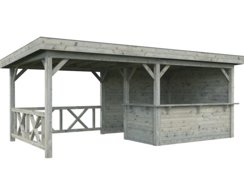 Pavillon Palmako Lenna 16,6 m² Set 310 inkl. Tresen, Rückwand und Geländer 588 x 300 cm tauchimprägniert grau Pavillon Palmako Lenna 16,6 m² Set 310 inkl. Tresen, Rückwand und Geländer 588 x 300 cm tauchimprägniert grau