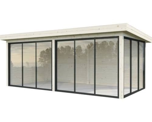 Modernes Gartenhaus mit Glasschiebetüren