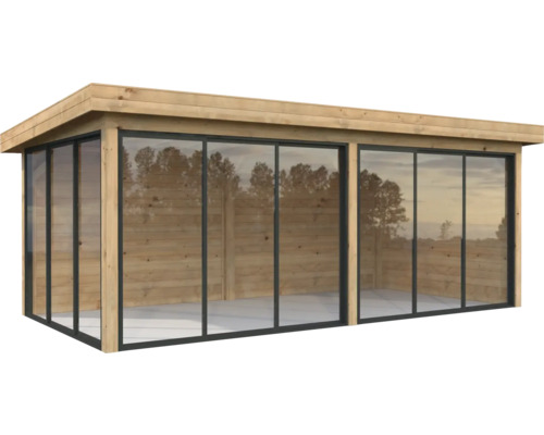Pavillon Palmako Lenna Slide Plus 16,6 m² Set 702 588 x 300 cm tauchimprägniert braun