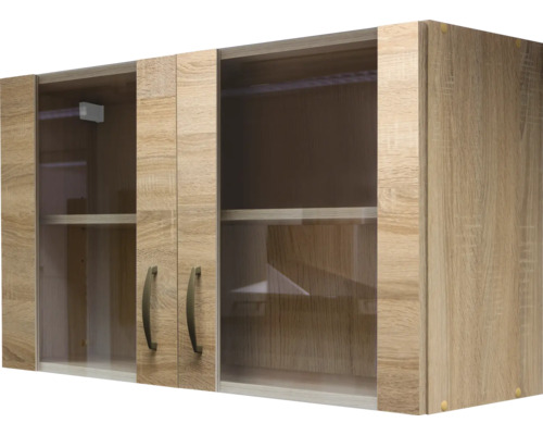 Flex Well Hängeschrank mit Glastür Oslo BxTxH 100 x 32 x 55 cm sonoma eiche matt zerlegt Anschlag links rechts 00010522