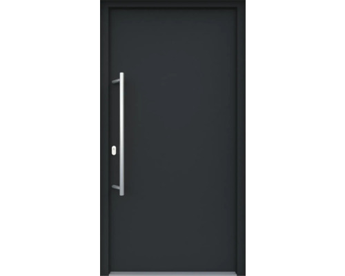 ARON HaustürBasic 3101 Aluminium-Kunststoff-Verbund RAL 7016 anthrazitgrau 1000x2100 mm einseitig flügelüberdeckend DIN Links inkl.Stoßgriffset,Innendrücker in Edelstahl,Profilzylinder mit 3 Schlüsseln