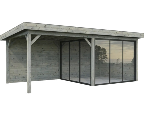 Pavillon Palmako Lenna Slide Plus 16,6 m² Set 705 588 x 300 cm tauchimprägniert grau