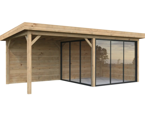 Pavillon Palmako Lenna Slide Plus 16,6 m² Set 705 588 x 300 cm tauchimprägniert braun