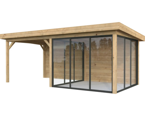 Pavillon Palmako Lenna Slide 16,6 m² Set 406 588 x 300 cm tauchimprägniert braun