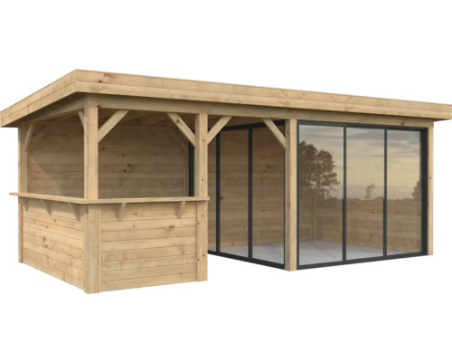 Pavillon Palmako Lenna Slide Plus 16,6 m² Set 707 588 x 300 cm tauchimprägniert braun