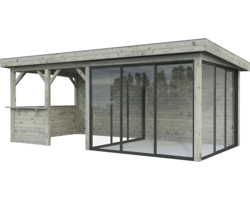 Pavillon Palmako Lenna Slide Plus 16,6 m² Set 708 588 x 300 cm tauchimprägniert grau