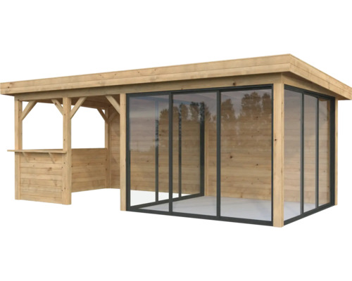 Pavillon Palmako Lenna Slide Plus 16,6 m² Set 708 588 x 300 cm tauchimprägniert braun