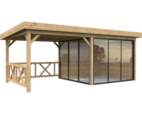 Pavillon Palmako Lenna Slide Plus 16,6 m² Set 703 588 x 300 cm tauchimprägniert braun