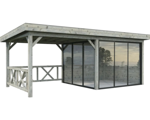 Pavillon Palmako Lenna Slide Plus 16,6 m² Set 703 588 x 300 cm tauchimprägniert grau