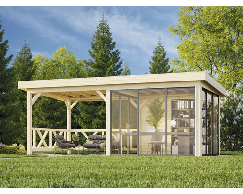 Pavillon Palmako Lenna Slide 16,6 m² Set 404 588 x 300 cm natur