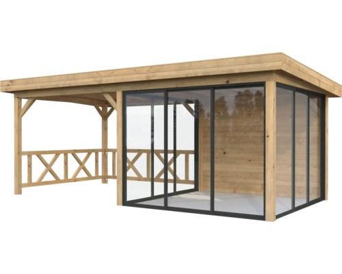 Pavillon Palmako Lenna Slide Plus 16,6 m² Set 704 588 x 300 cm tauchimprägniert braun
