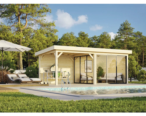 Pavillon Palmako Lenna Slide 16,6 m² Set 405 588 x 300 cm natur