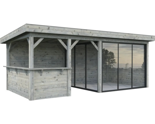 Pavillon Palmako Lenna Slide Plus 16,6 m² Set 707 588 x 300 cm tauchimprägniert grau