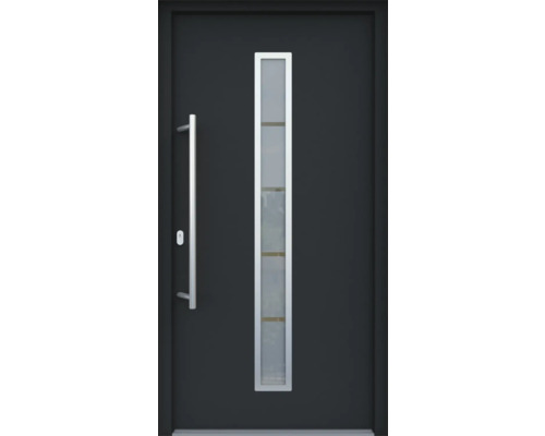 ARON HaustürARON 3161 Aluminium-Kunststoff-Verbund RAL 7016 anthrazitgrau 1000x2100 mm einseitig flügelüberdeckend DIN Links inkl.Stoßgriffset,Innendrücker in Edelstahl,Profilzylinder mit 3 Schlüsseln