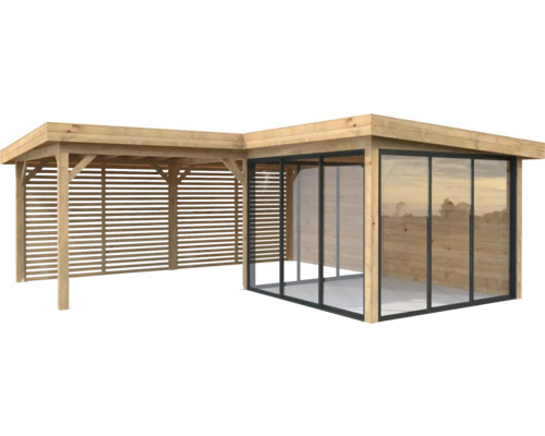 Pavillon Palmako Lenna Slide 24,9 m² Set 411 588 x 588 cm tauchimprägniert braun