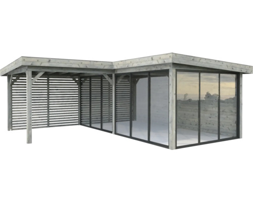 Pavillon Palmako Lenna Slide Plus 24,9 m² Set 714 588 x 588 cm tauchimprägniert grau