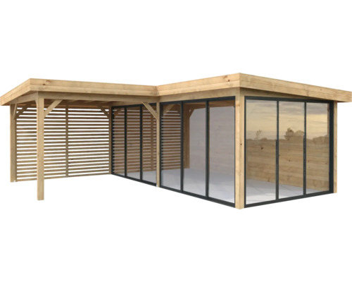 Pavillon Palmako Lenna Slide Plus 24,9 m² Set 714 588 x 588 cm tauchimprägniert braun