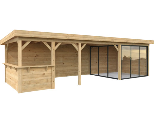Pavillon Palmako Lenna Slide Plus 24,9 m² Set 715 876 x 300 cm tauchimprägniert braun